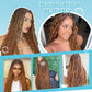 Olymei Boho knotless Braided Wigs for Women Boho Braid Wig Full Double Lace Front Bohemian Box Braid Wig with Baby Hair Premium Synthetic Braided Lace Front Wig 36" Mix Brown and Light Brown
