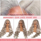 13x6 Lace Front Wig Human Hair, 180% Density Mini Knots HD Invisible Lace Wig for Women Free Part Glueless Silver Grey Colored Human Hair Wigs Long 34 Inch