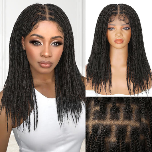 HANNE Double Full Lace Braided Wigs 20 Inch Knotless Braied Dreadlock Wig Glueless Twist Wigs For Black Women