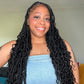 Toyotress Boho Human Hair Locs - 24 Inch 8 Packs Pre-Looped Crochet Hair For Black Women Natural Black Crochet Braids Faux Locs With Human Hair Curls Braiding Hair (24 Inch, 8P-1B)