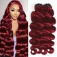 Ciracevi 99J Red Body Wave Human Hair Bundles 15A Raw Indian Hair Bundle burgundy Body Wave Bundles Hair Extensions(4 bundles 18 20 22 24)