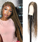 Olymei 360° Hd Full Lace Knotless Braided Wigs for Women Box Braid Wig with Baby Hair Premium Synthetic Long Light Brown Braided Lace Front Wigs 36Inch