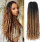 6 Packs Goddess Locs Crochet Hair, 18 Inch Straight Faux Locs Crochet Braids, Pre-Looped Curly Soft Synthetic Ombre Braiding Hair Extensions for Black Women(18 Inch, 6 Packs, 1B/27#)