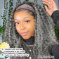 Aisaide Kinky Curly Headband Wig 16 Inch Headband Wigs for Black Women Gray None Lace Front Curly Wave Half Hair Wear and Go Glueless Wig