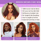 Punmasa 18 Inch Reddish Brown Curly Bob Wig Human Hair 13x6 Frontal Lace Wig 200% Density Lace Front Wigs Human Hair Pre Plucked Bob Wigs for Black Women 33#