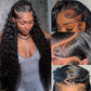 Vnrtkkn 32 Inch 13x6 HD Transparent Deep Wave Lace Front Wigs Human Hair 200 Density Pre Plucked Deep Wave Wig Glueless Wigs Human Hair Lace Frontal Wigs with Baby Hair Curly Human Hair Wig for Women