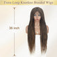 Alebery 36" Full Lace Knotless Box Braided Wigs for Black Women Knotless Box Braids Lace Front Wig with Baby Hair Lightweight Synthetic Lace Frontal Light Brown Cornrow Twisted Braided Wigs (1B/27)