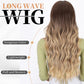 AISI HAIR Ombre Dirty Blonde Wig for Women, Long Wavy Lace Hairline Middle Part Synthetic Wig for Daily Party-26 Inch