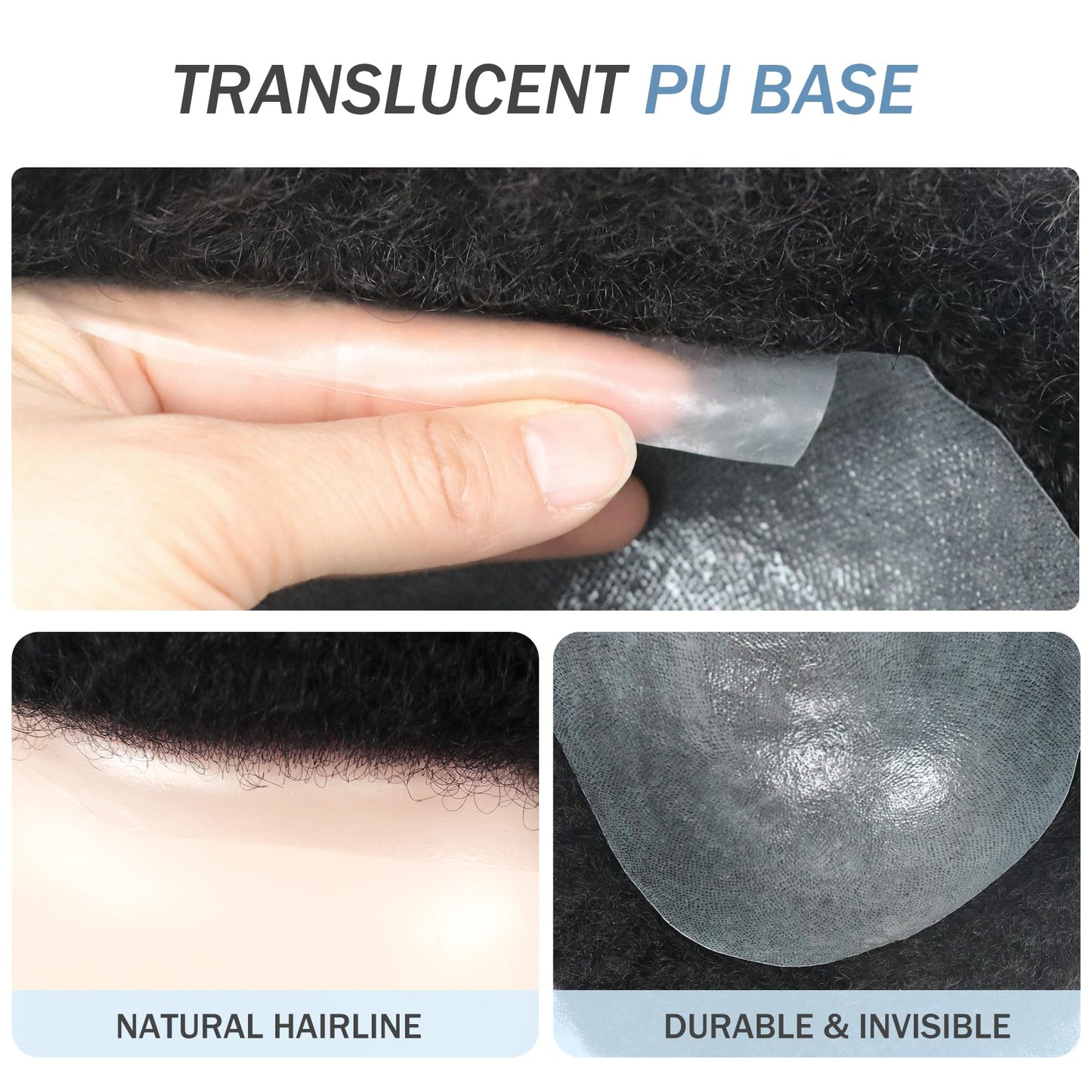 lumeng Afro Mens Toupee Wave Black Mans Wigs Male Hair Unit 8MM Kinky Weaves European Human Hair Pieces Replacemnt System 10x8 Skin PU Hair Prosthesis Units Patch Implant for Men #1 Jet Black