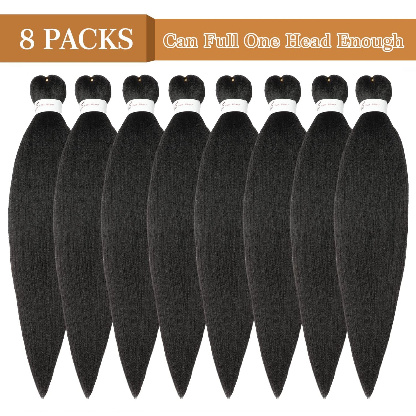 Ubeleco Pre-stretched Braiding Hair, 20" - 8 Packs Professional Synthetic Hot Water Setting, Soft Yaki Texture,No Itch Braiding Hair (20in,#2)