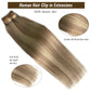 Hair Extensions Clip in Human Hair, Golden Blonde to Light Blonde Highlights Remy Human Hair Clip in Extensions 7 Pieces 70G Double Wefts 14 Inch Clip in Hair Extensions for Fine Hair Women