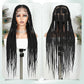 WIGER 360 Full Lace Braided Wigs for Black Women, 34 Inch Transparent HD Lace, Single-layer Jumbo Braids, 22 Handmade Braids, Natural Black Synthetic Lace Front Hair Wig