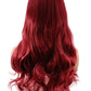 PORT&LOTUS Red Curly Wig Long Cosplay Wig With Bangs (Side Part) Wigs for Women Synthetic body Wave Wigs for White Women with Wig Cap Party Wigs for Black Women 26 inch burgundy