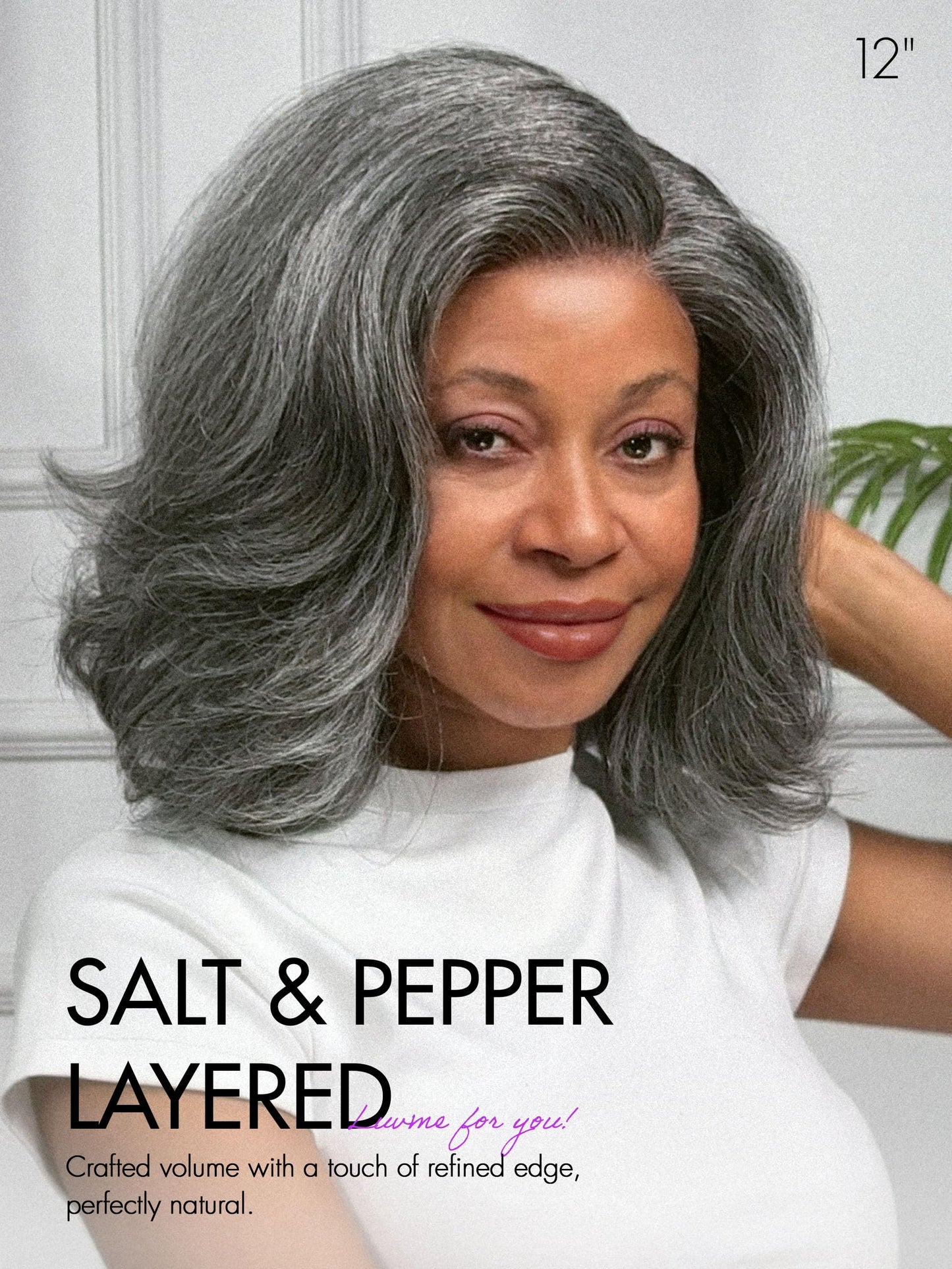 LUVME HAIR Salt & Pepper Layered Bob Glueless Pre-Cut Lace Wig Gray Wigs For Women Short Grey Hair Glueless Bob Wigs Pre Plucked Pre Cut Pixie Cut