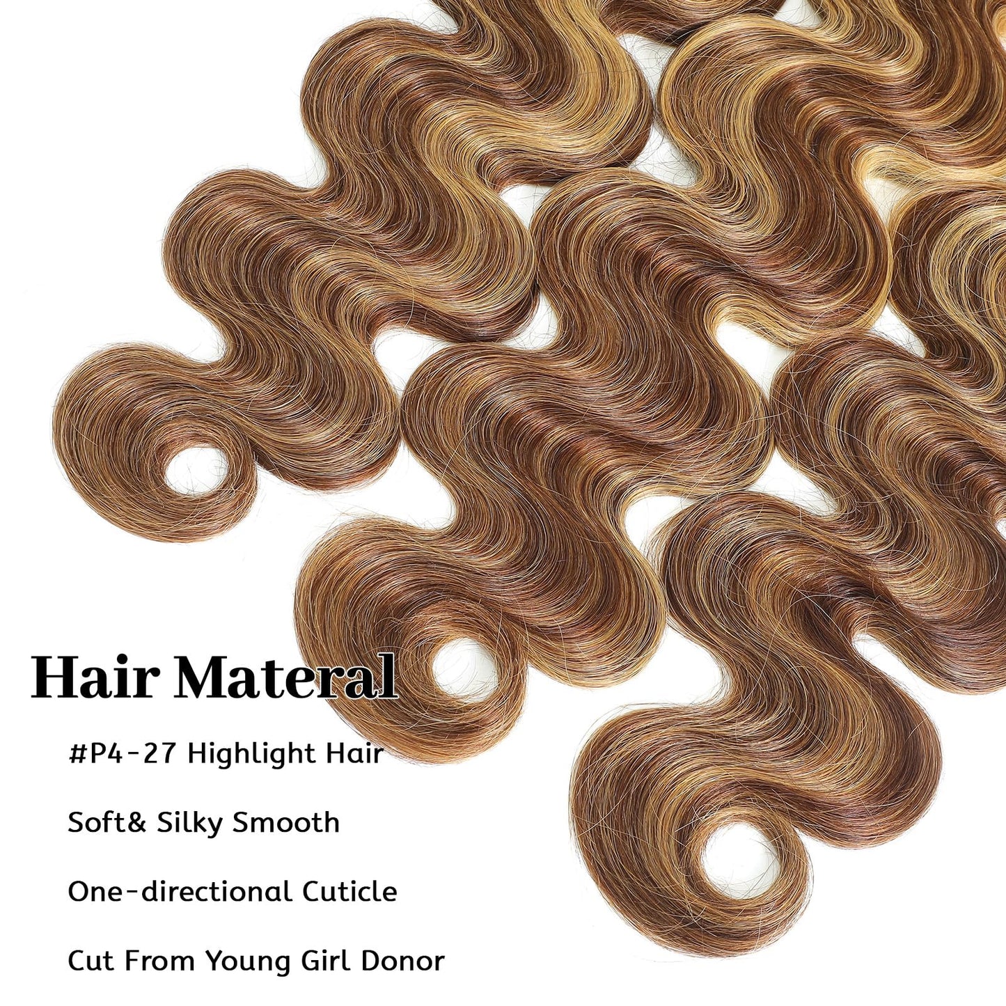 Ciracevi P4/27 Human Hair Bundles Highlight Body Wave Bundles Human Hair 15a Raw Indian Hair Body Wave Blonde 100% Bundles Hair Extensions(3 bundles 20 22 24)