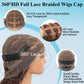 Olymei 360° HD Full Lace Knotless Braided Wigs for Black Women Boho Braided Wigs with Baby Hair Box Braid Wig Premium Synthetic Braid Lace Front Wig with Curly End Brown 36"
