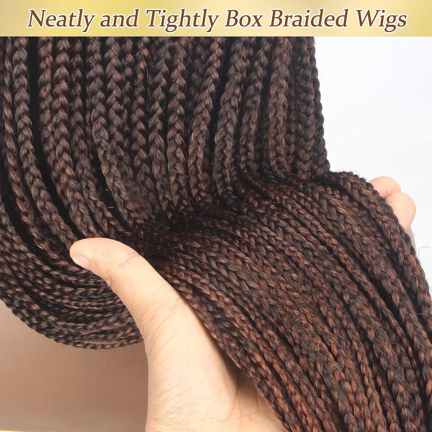 Alebery 36" Full Lace Knotless Box Braided Wigs for Black Women Knotless Box Braids Lace Front Wig with Baby Hair Lightweight Synthetic Lace Frontal Dark Brown Cornrow Twisted Braided Wigs (1B/30)