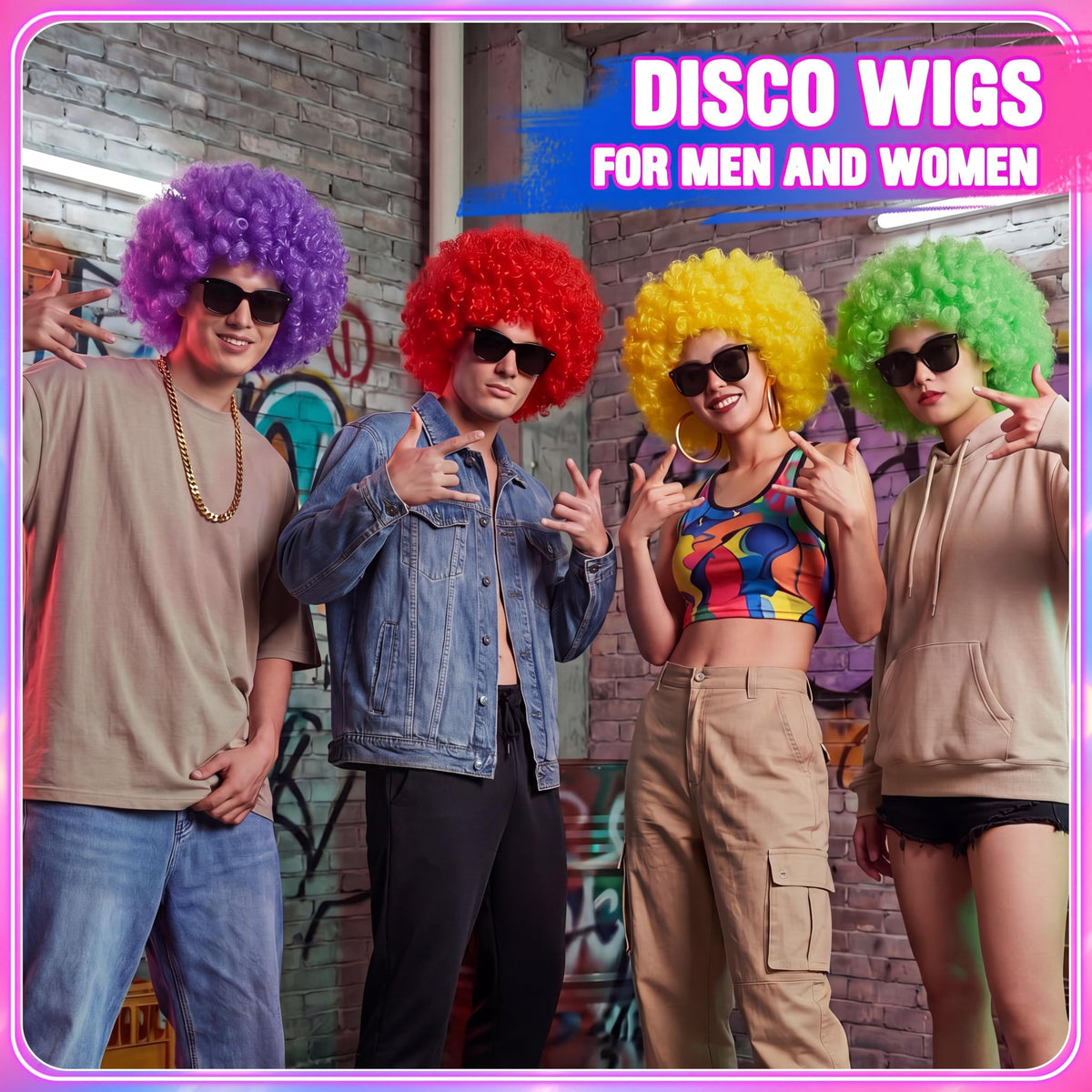 Suncalla 6 Set Afro Wigs for Halloween Party Colored