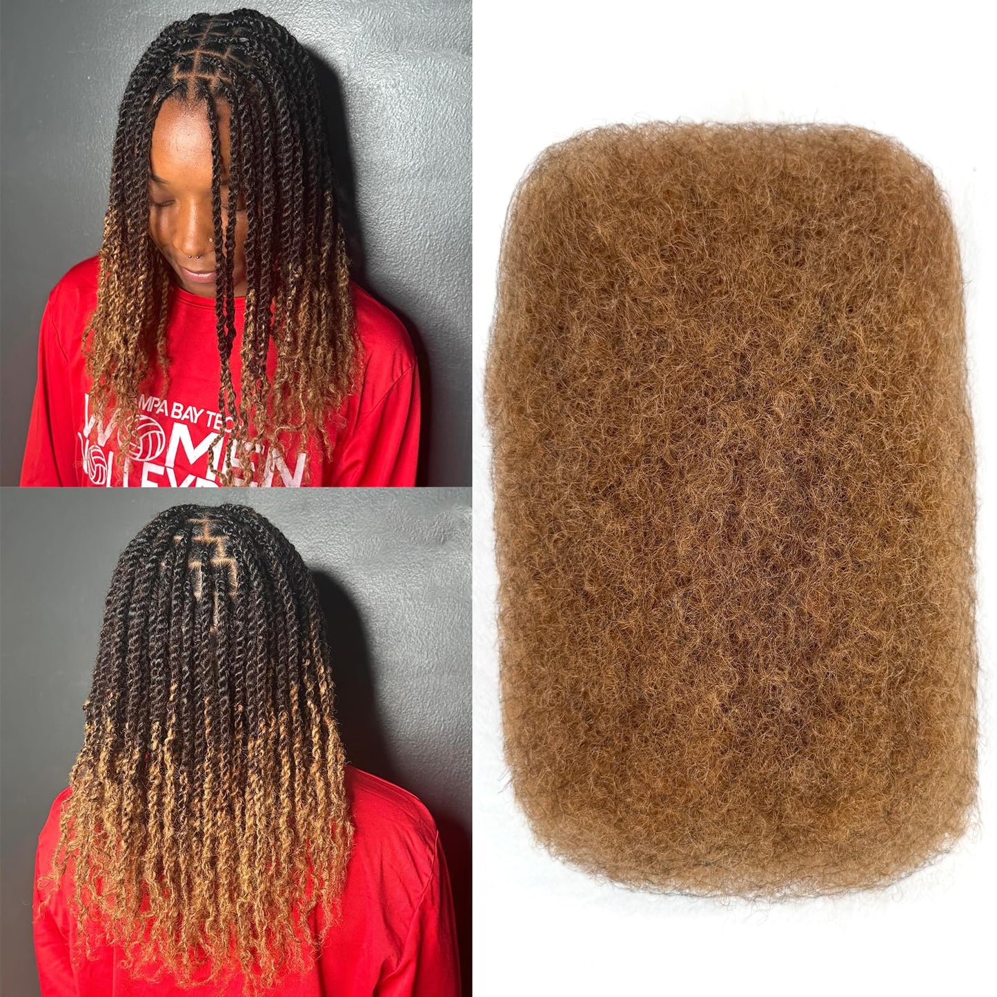 20 Inch Spring Twist Afro Kinky-curly Human Hair Bulk for Twist Afro Kinkys Bulk Human Hair for Braiding 30# Brown Soft Kinkycurly Bundles for Mini Twists Braids or Micro Locs Extensions