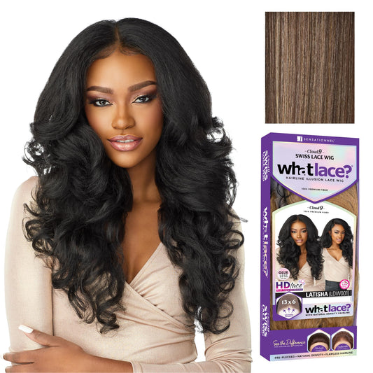 Sensationnel What Lace 13X6 Wigs - Latisha Lacefrontal Hand Tied Glueless Synthetic With Natural Density Preplucked Hairline (FLAMBOYAGEMOCHA)