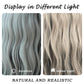 7JHH WIGS Long Wavy Silver Grey Black Highlight Wig 27in Natural Heat Resistant Fiber Synthetic Curly Light Grey Black Ombre Wigs with Bangs for Women Girls Daily Party Chrismas Travel Used