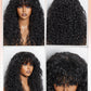 GORGIUS Shaggy Haircuts Natural Black Curly Wig with Bangs Crafted with Style-Archive Technology: Premium Fiber & Remy Human Hair Blended, Realistic Look with True Scalp