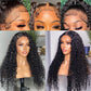 360 Lace Frontal Wig 180% Density Pre-Plucked Hairline 360 Lace Front Brazilian Remy Human Hair Wig Curly Hair Wig for Black Women (16inch with 180% density)