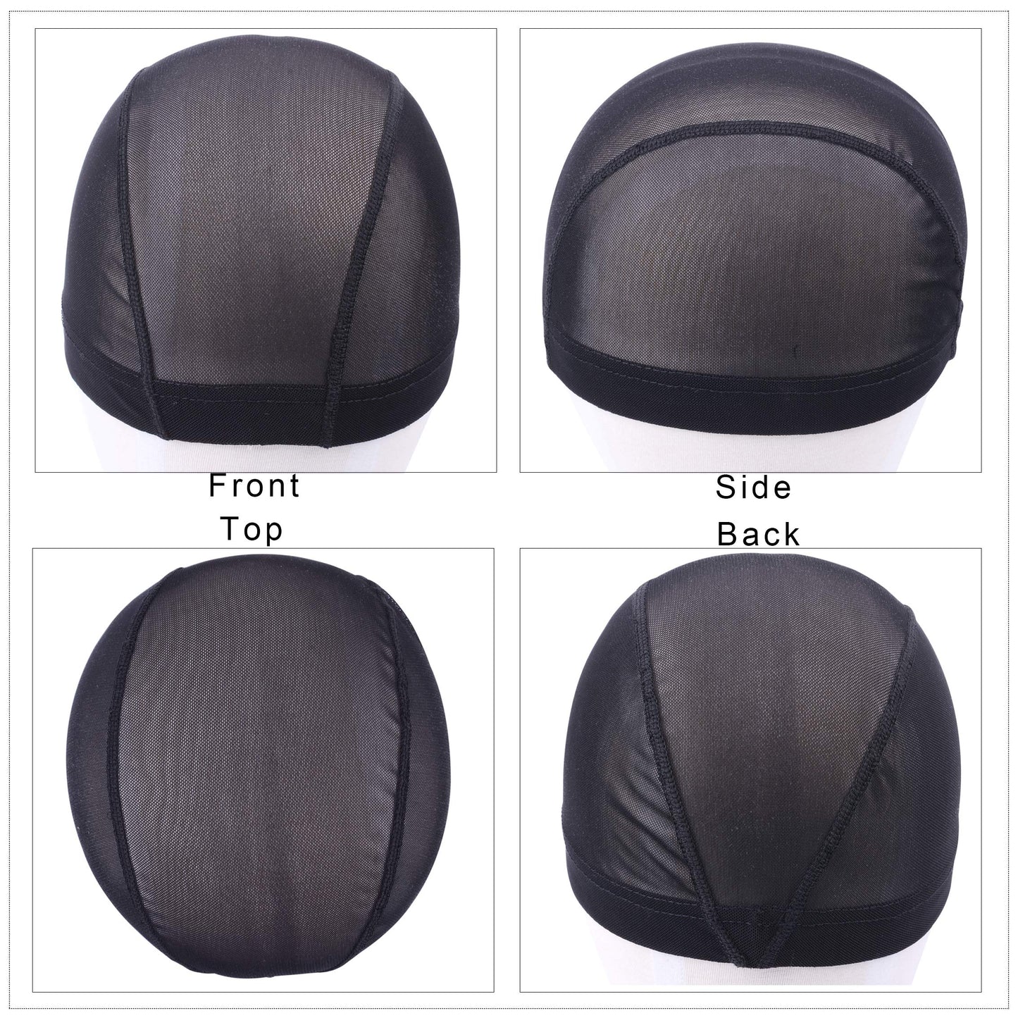 YANTAISIYU 2 PCS/Lot Black Mesh Cap Wig Cap for Making Wigs Stretchable Hairnets with Wide Elastic Band (Mesh Cap L)