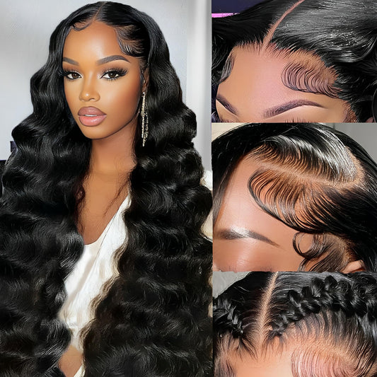 YetFree 13x6 Lace Front Wigs Human Hair 200 Density Body Wave Lace Front Wigs Human Hair HD Lace Frontal Wig Human Hair Pre Plucked with Baby Hair Brazilian Virgin Wigs for Women 24 Inch