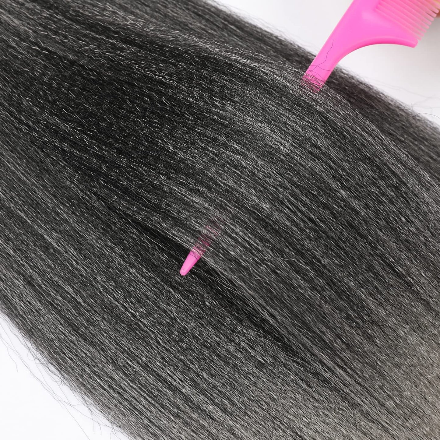 8 Packs Pre Stretched Braiding Hair, 20 Inch Braiding Hair Pre Stretched Yaki Texture, Hot Water Setting, Easy To Install Professional Synthetic Ombre Braiding Hair(20in,1B/Silver)