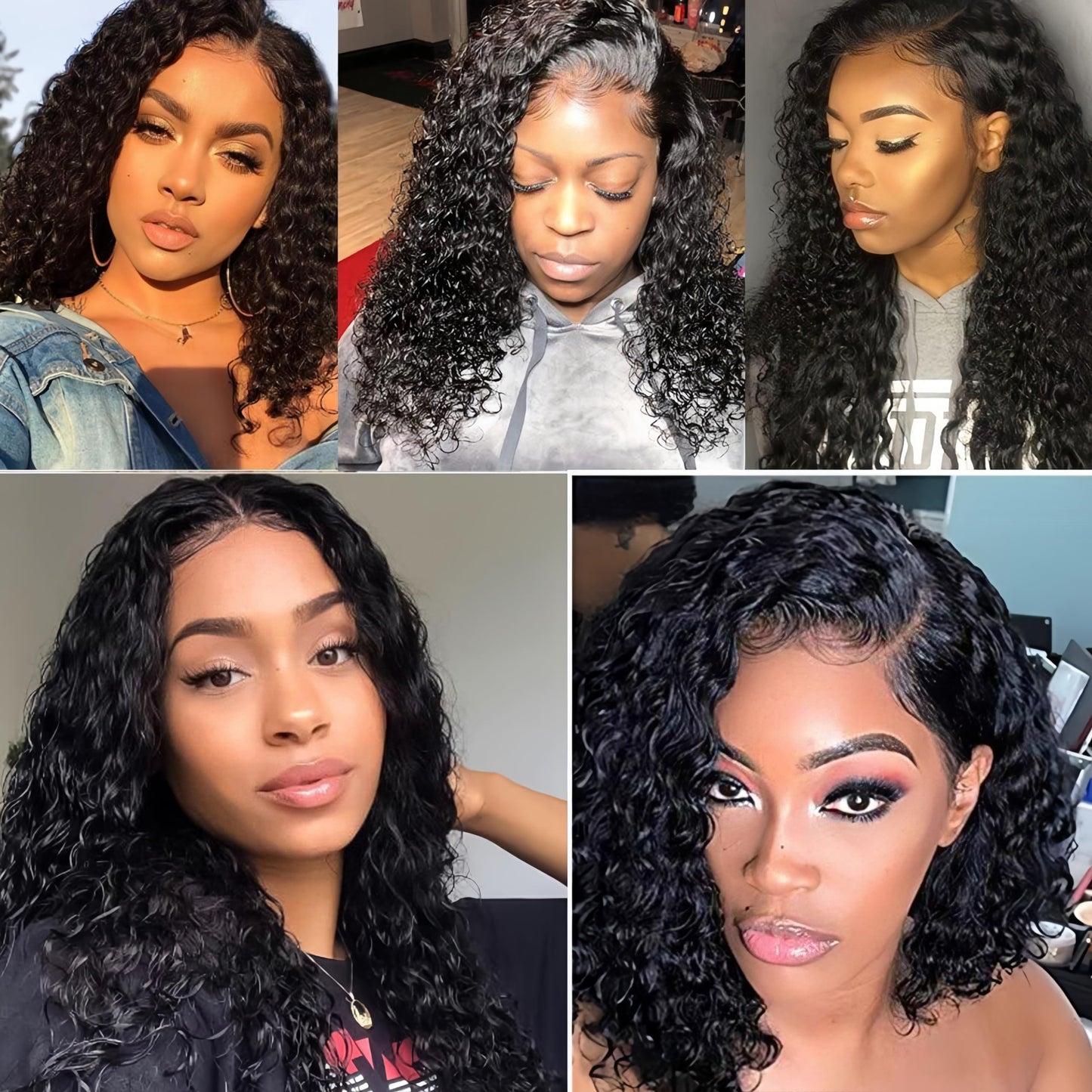 Foruiya Water Wave 4Bundles(50g/bundle) with Middle Part Closure Weave Hair Human Bundles with T Lace Closure Brazilian Wet and Wavy Bundles with Closure (10/10/10/10+10" closure)