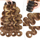 Ciracevi P4/27 Human Hair Bundles Highlight Body Wave Bundles Human Hair 15a Raw Indian Hair Body Wave Blonde 100% Bundles Hair Extensions(4 bundles 18 20 22 24)