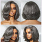 LUVME HAIR Salt & Pepper Layered Bob Glueless Pre-Cut Lace Wig Gray Wigs For Women Short Grey Hair Glueless Bob Wigs Pre Plucked Pre Cut Pixie Cut