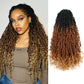 Toyotress Boho Human Hair Locs - 14 Inch 8 Packs Pre-Looped Crochet Curls, 3 Tones Ombre Brown With Curly Ends Braiding Hair Extensions (14 Inch, 8P-OT30/27)
