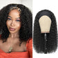 Semicaop Curly Headband Wig Human Hair 16 Inch Headband Wigs for Black Women Human Hair Glueless Wear and Go Human Hair Headband Wig Curly 150% Density Natural Black