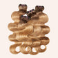 Ombre Human Hair Bundles 4 Bundles 16 18 20 22 Inch Hair Extensions Honey Blonde Highlight Body Wave Bundles Human Hair 100% Unprocessed Brazilian Virgin Hair Quick Weave T4/27