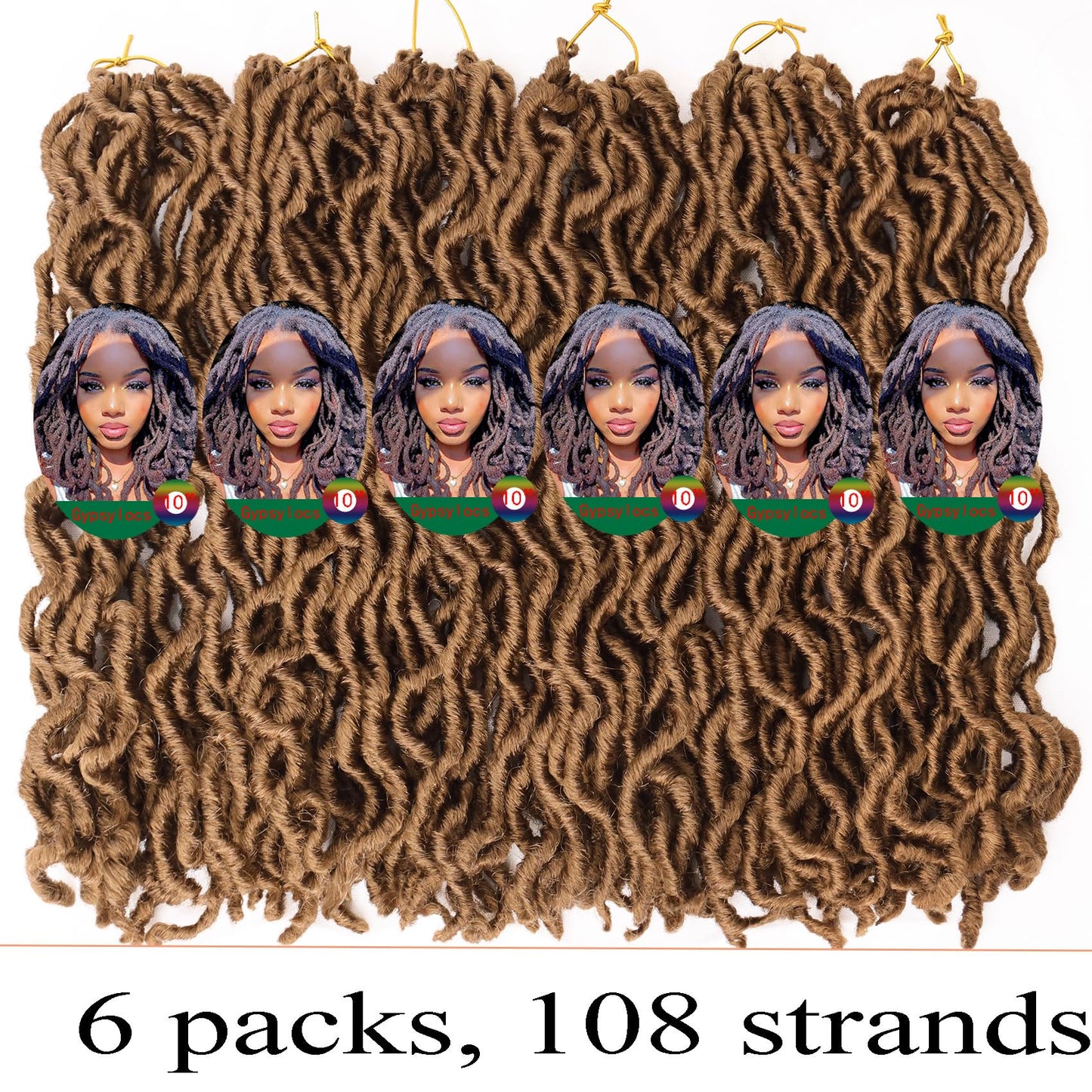 14 Inch Wavy Gypsy Locs Crochet Hair 6 Packs Blonde Goddess Faux Locs Crochet hair African Roots Synthetic Braiding Hair Extensions for Black Women, 27#